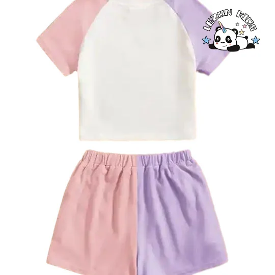 LEZONKIDS - Customizable Products Casual Sport Short T-shirt Shorts Girls Clothing Sets 2pcs Girl Outfit Set